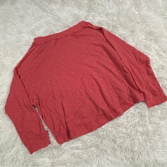 Free People Don't Forget Me Button-Detail Top Long Sleeve Woman’s Coral Large - Picture 8 of 10